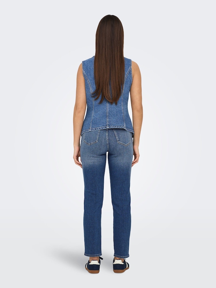 ONLY Fitted Denim 100% Cotton Waistcoat - Imagen 2 de 7 ONLY Fitted Denim 100% Cotton Waistcoat - Imagen 2 de 7