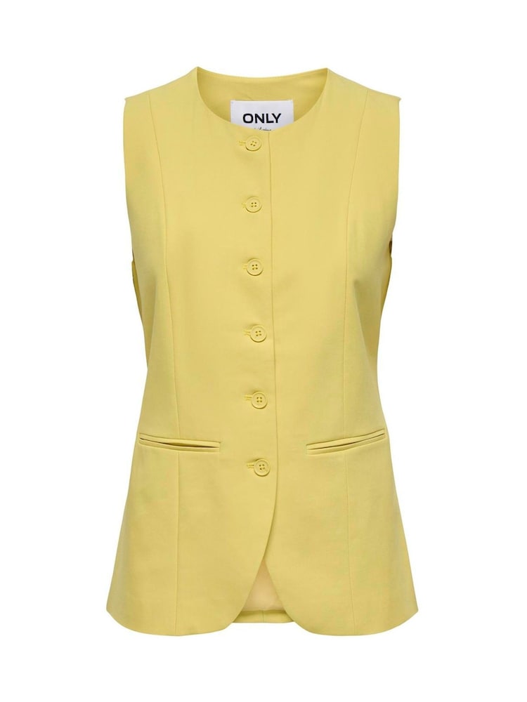 ONLY Yellow High Neck Longline Waistcoat - Image 1 of 6
