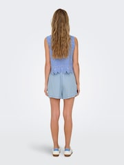 ONLY Blue Broderie Edge 100% Cotton Blouse - Image 3 of 6