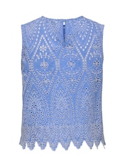 ONLY Blue Broderie Edge 100% Cotton Blouse - Image 6 of 6