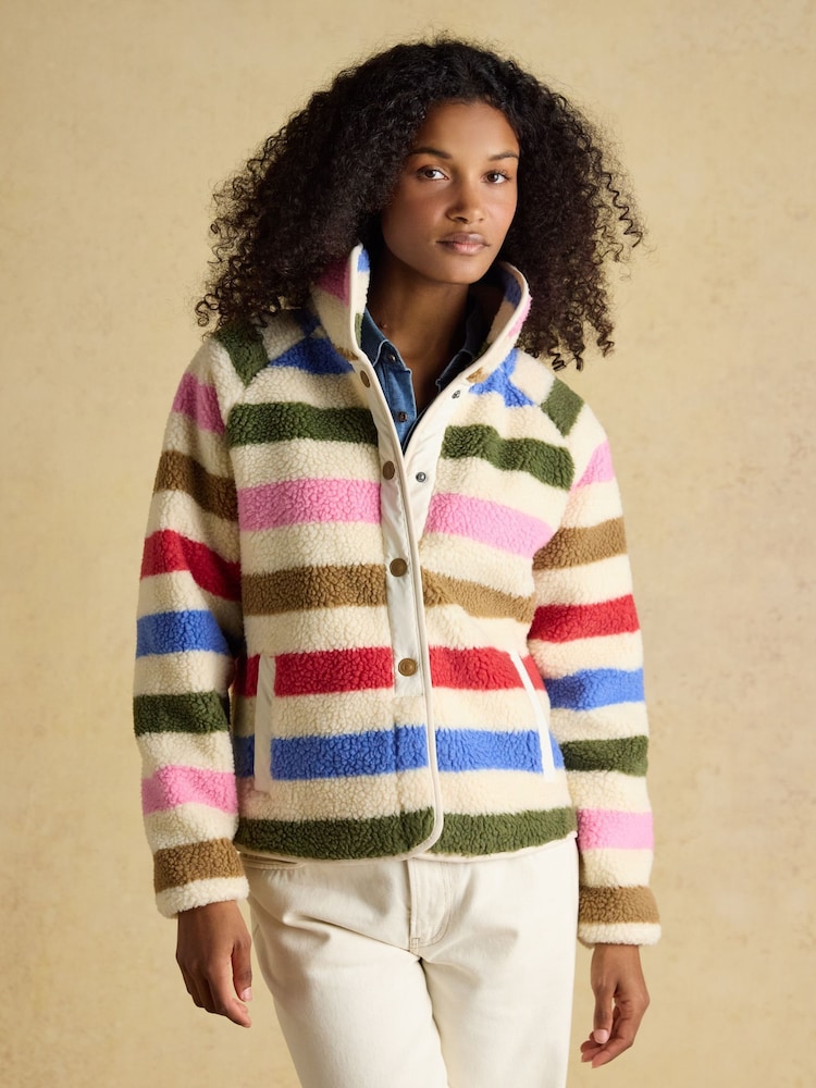 Joules Stripe Borg Funnel Neck Fleece - صورة 1 من 9 Joules Stripe Borg Funnel Neck Fleece - صورة 1 من 9