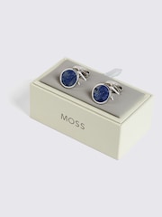 MOSS Grey Blue Aventurine Stone Round Cufflinks - Image 2 of 2