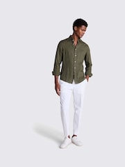 MOSS Dark Green Tailored Fit 100% Linen Shirt - Image 2 of 4