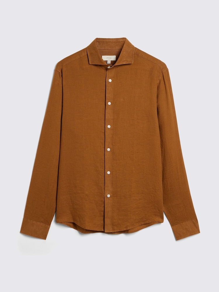 Straw Brown - Сорочка MOSS Tailored 100% льон - Image 3 of 4