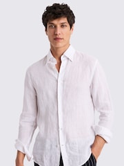 MOSS White Button Down Collar Linen Shirt - Image 1 of 4