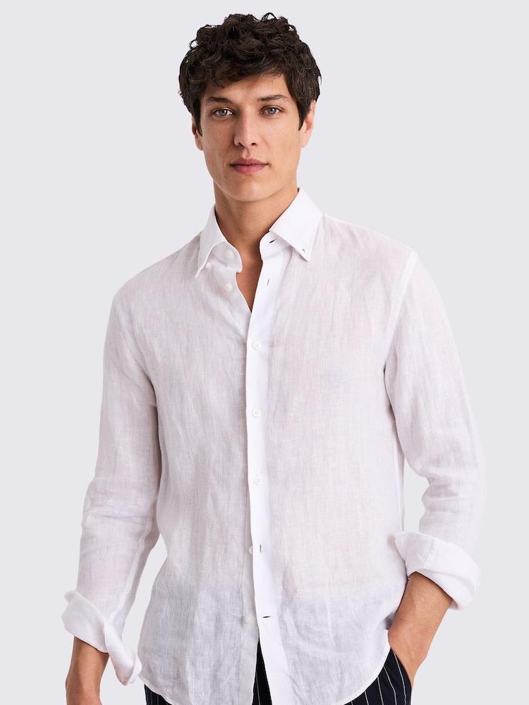MOSS White Button Down Collar Linen Shirt - Image 1 of 4