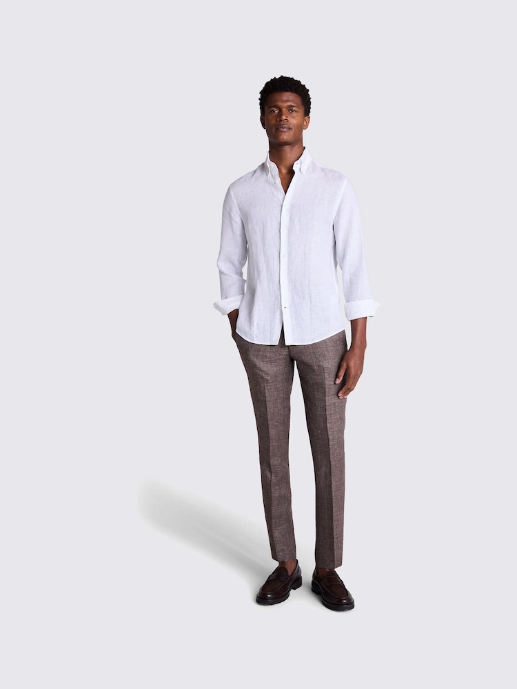 MOSS White Button Down Collar Linen Shirt - Image 2 of 4