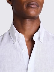 MOSS White Button Down Collar Linen Shirt - Image 4 of 4