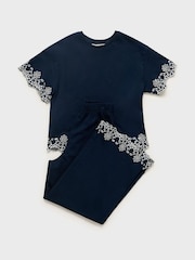 Mango Blue Embroidered Detail 100% Cotton T-Shirt - Image 4 of 6