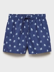 Mango Blue Printed Swim Shorts - Image 1 of 3