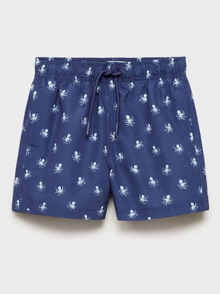 Mango Blue Printed Swim Shorts - Image 1 of 3