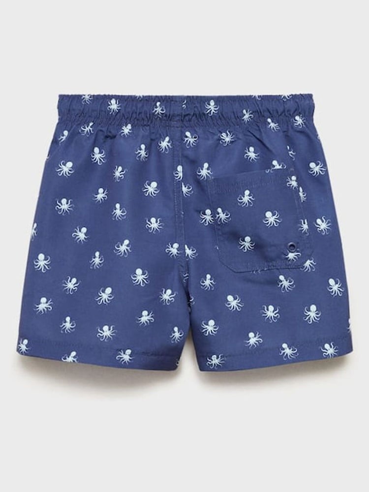 Mango Blue Printed Swim Shorts - Image 2 of 3