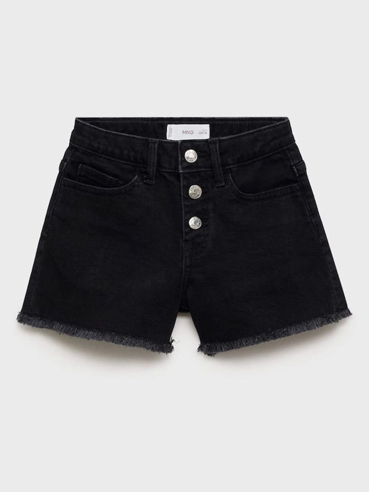 Mango Black Frayed Hem Denim Shorts - Image 3 of 5