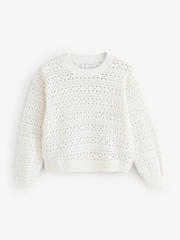 Mango White Cotton Openwork Jumper - Image 1 of 1