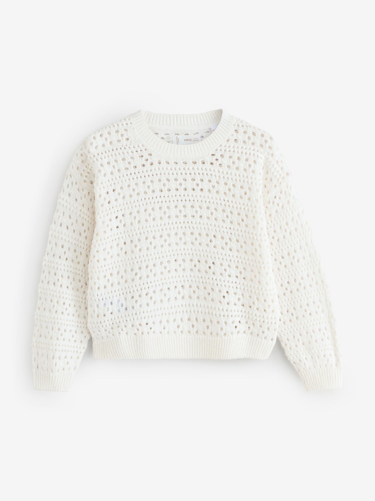 Mango White Cotton Openwork Jumper - Image 1 of 1