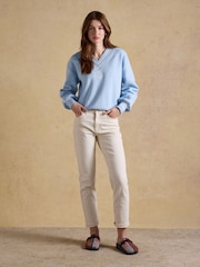 Joules Blue Cotton Rich Embroidered Varsity Sweatshirt - Image 4 of 7