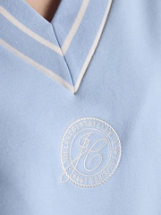 Joules Blue Cotton Rich Embroidered Varsity Sweatshirt - Image 5 of 7