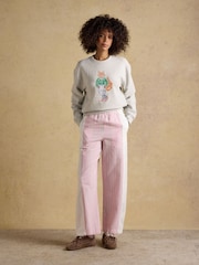 Joules Grey Marl Jonty Fox Embroidered Cotton Crew Neck Sweatshirt - Image 9 of 11