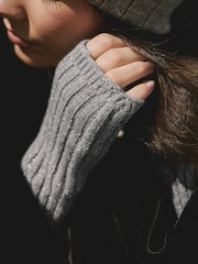 Grey Ribbed Handwarmer Gloves 1 Pack - Image 2 of 6