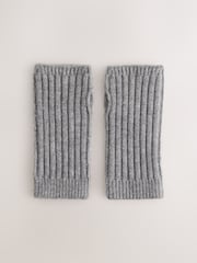 Grey Ribbed Handwarmer Gloves 1 Pack - Image 4 of 6