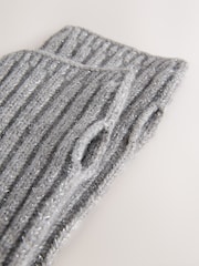 Grey Ribbed Handwarmer Gloves 1 Pack - Image 5 of 6