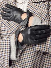Black Leather Bow Gloves 1 Pair - Image 3 of 7