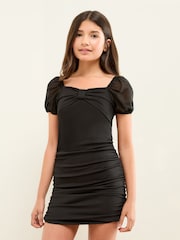 Lipsy Black Teen Bow Bodycon Dress (10-16yrs) - Image 1 of 4