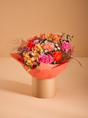 Pink/Orange Rose and Carnations Fresh Flower Bouquet in Hatbox - Image 2 of 6