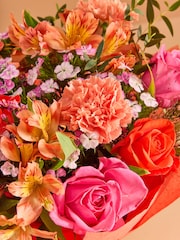 Pink/Orange Rose and Carnations Fresh Flower Bouquet in Hatbox - Image 3 of 6