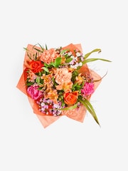Pink/Orange Rose and Carnations Fresh Flower Bouquet in Hatbox - Image 6 of 6