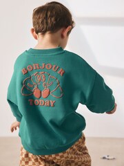 Green Croissant Sweatshirt and Patterned Joggers Set (3mths-7yrs) - Image 2 of 4