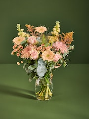 Peach Pink Germini and Rose Fresh Flower Bouquet With Vase - Image 2 of 6
