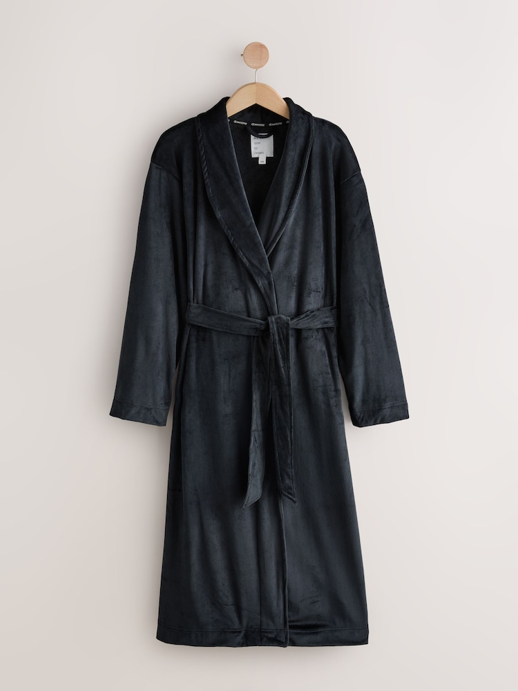 Negro - Cosy Cord Dressing Gown - Imagen 1 de 3
