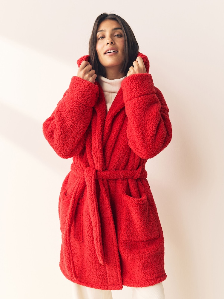 Red Teddy Dressing Gown - Image 1 of 7 Red Teddy Dressing Gown - Image 1 of 7