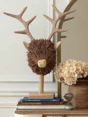 Voyage Maison Brown Stirling Stag Head Wooden Sculpture - Image 1 of 6
