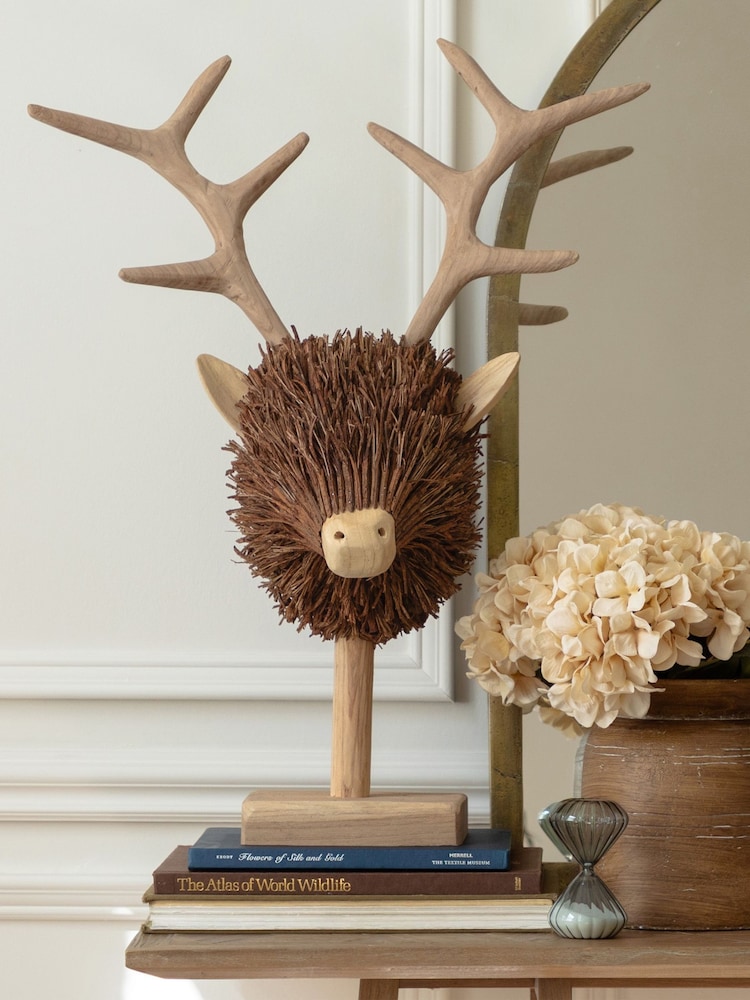 Voyage Maison Brown Stirling Stag Head Wooden Sculpture - Image 1 of 6