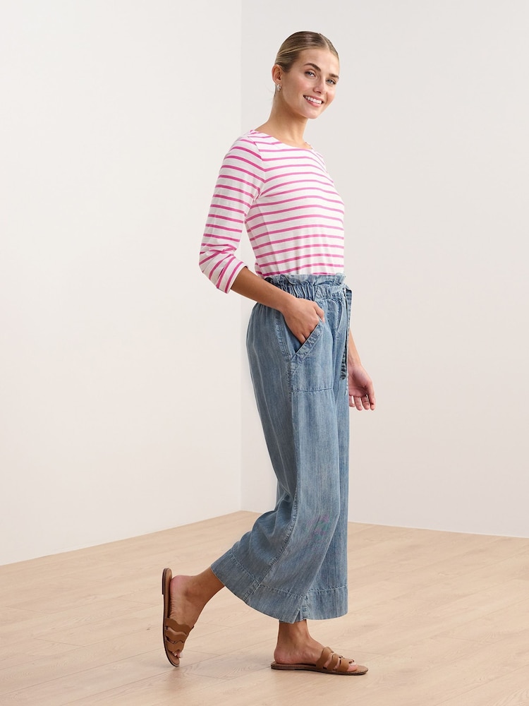 Hatley Pink 100% Cotton Fuchsia Stripes Button Breton T-Shirt - Image 3 of 3