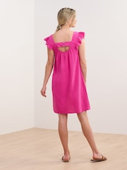 Hatley Pink Fuchsia Fedora Flutter Sleeve 100% Cotton Dress - Image 2 of 4