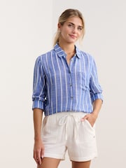 Hatley Blue Basket Weave Stripes Cindy Shirt - Image 1 of 4