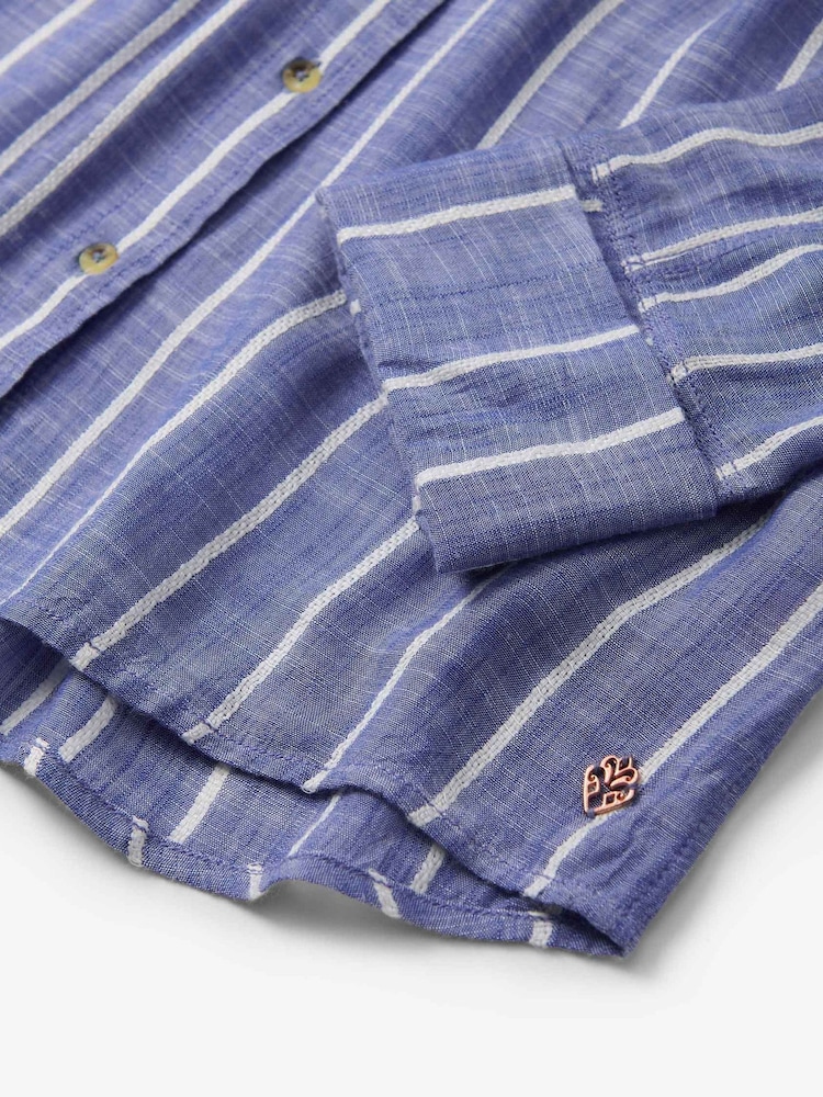Hatley Blue Basket Weave Stripes Cindy Shirt - Image 4 of 4