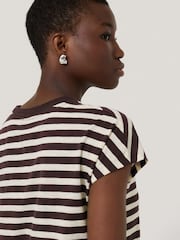 Jigsaw Red Slub Stripe Cap 100% Cotton Top - Image 2 of 5