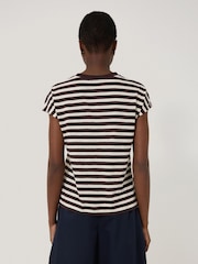 Jigsaw Red Slub Stripe Cap 100% Cotton Top - Image 4 of 5