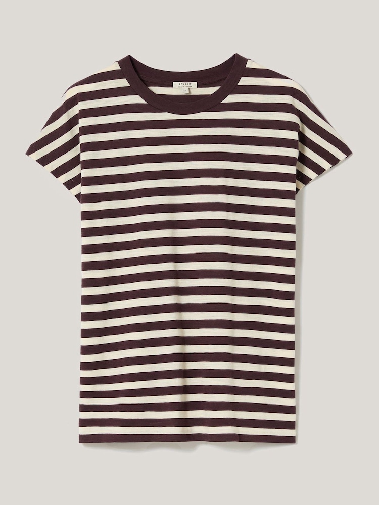 Jigsaw Red Slub Stripe Cap 100% Cotton Top - Image 5 of 5