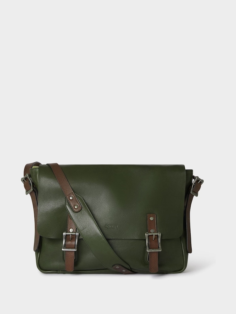 Osprey London Green The Lorenzo Large Leather Messenger Bag - Image 1 of 5