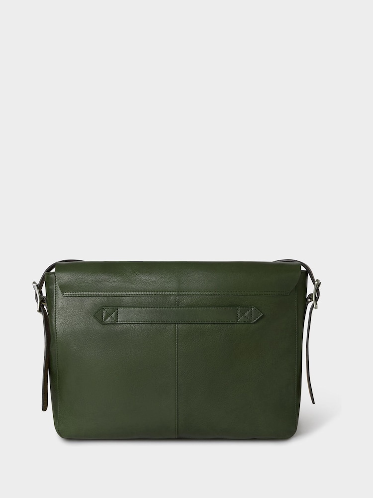 Osprey London Green The Lorenzo Large Leather Messenger Bag - Image 2 of 5