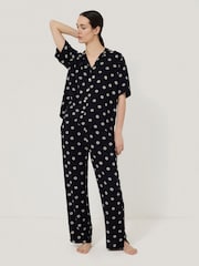 Jigsaw Blue Mini Floral Block Pyjamas - Image 1 of 4