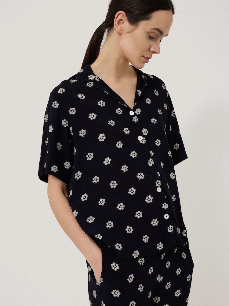 Jigsaw Blue Mini Floral Block Pyjamas - Image 2 of 4