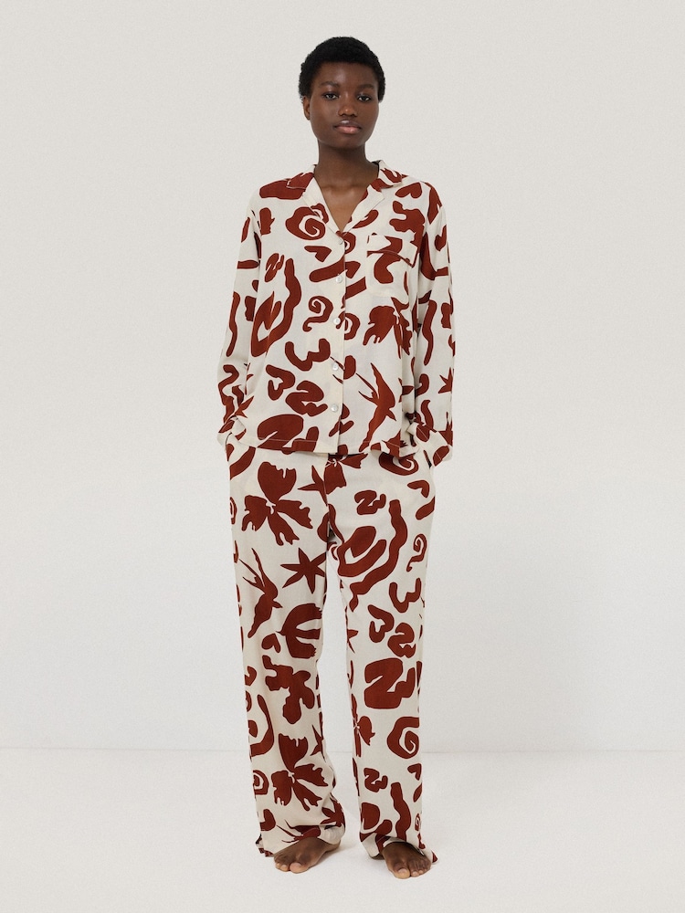 Jigsaw Red Abstract Kiss Full Length Pyjamas - Image 1 of 6