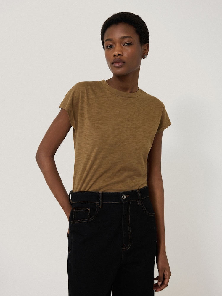 Jigsaw Green Harlech Cap Sleeve 100% Cotton Top - Image 1 of 5