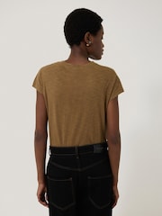 Jigsaw Green Harlech Cap Sleeve 100% Cotton Top - Image 2 of 5